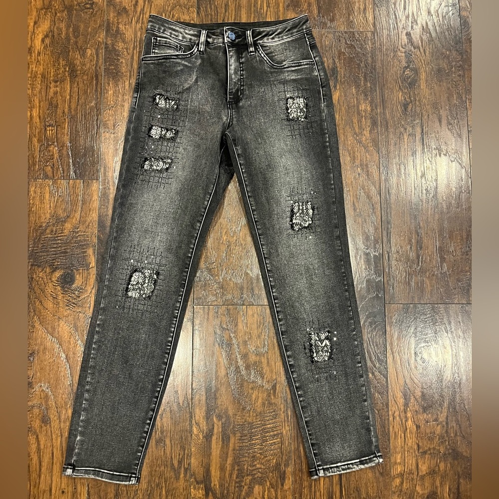 Joseph Ribkoff Black Distressed Slim Jeans